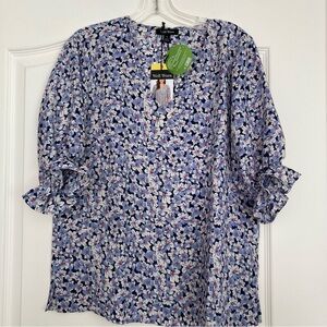 Floral puff-sleeve blouse